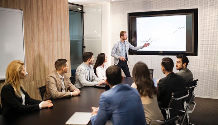 having a group meeting